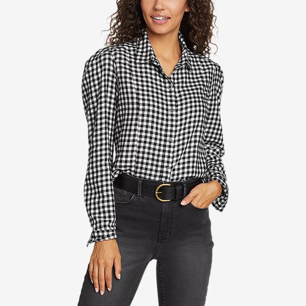 Eddie Bauer puff sleeve flannel size xl nwt